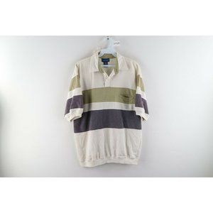 Vintage 90s Streetwear Large Color Block Striped Collared Pullover Polo Shirt